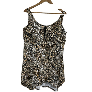 PLUS SZ TANKINI  LEOPARD PRINT  SWIM TOP SZ 22